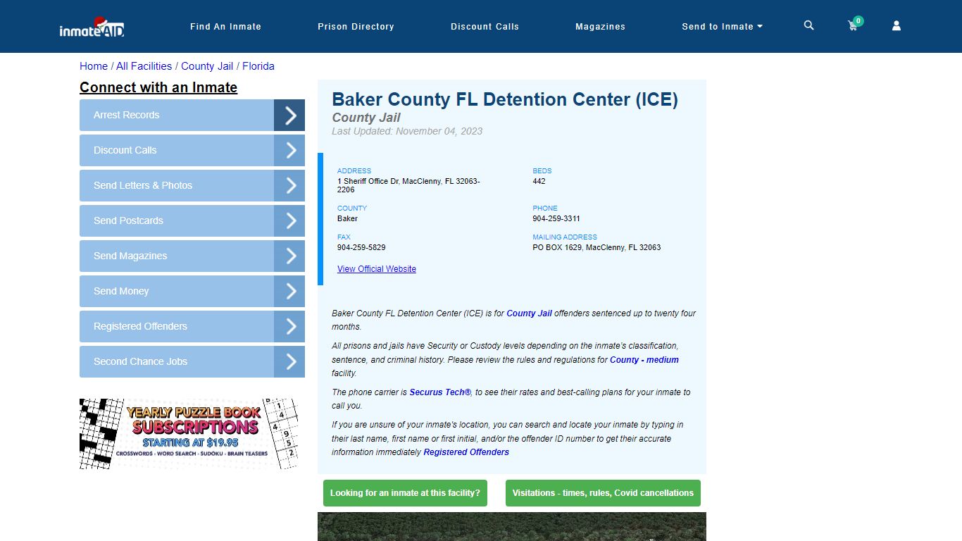 Baker County FL Detention Center (ICE) - Inmate Locator - MacClenny, FL