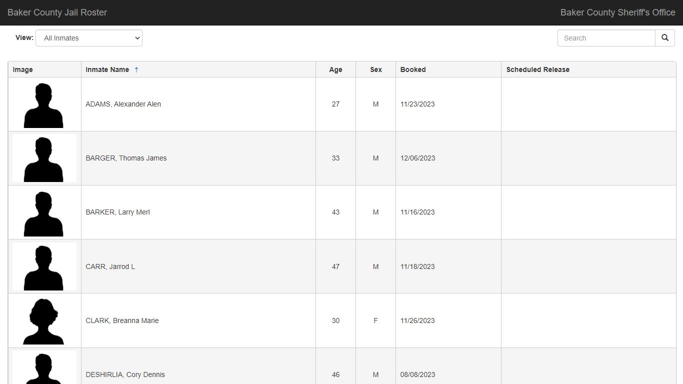 Baker County Jail Roster - Jail Roster