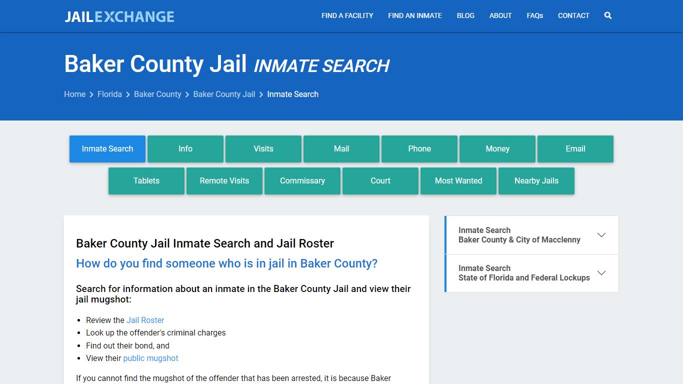 Inmate Search: Roster & Mugshots - Baker County Jail, FL